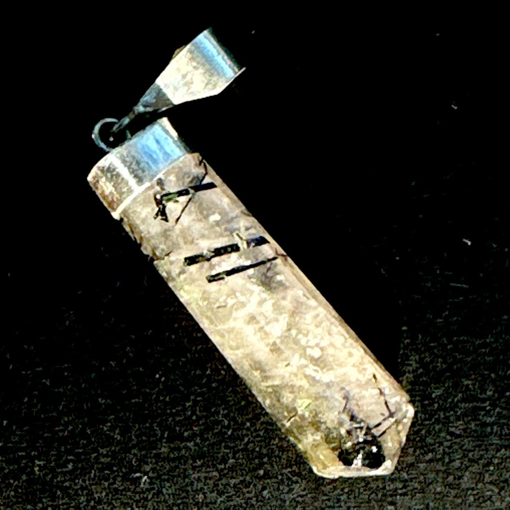 Smokey Rutile Quartz Crystal Pendant with 925 Silver Cap and Bale